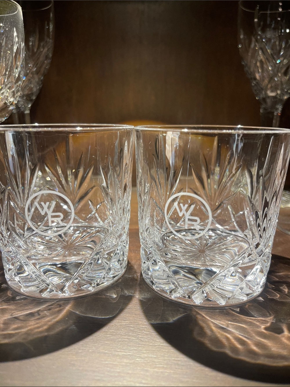 Lot of 2 Glencarin Woodford Reserve Crystal Lowball Wiskey Glasses